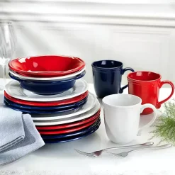 Kirklands Home Ceramic Soft Scallop 16-pc. Dinnerware Set Red Outlet