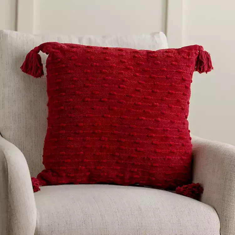 Pillows>Kirklands Home Chenille Swiss Dot Pillow, 22 in. Red
