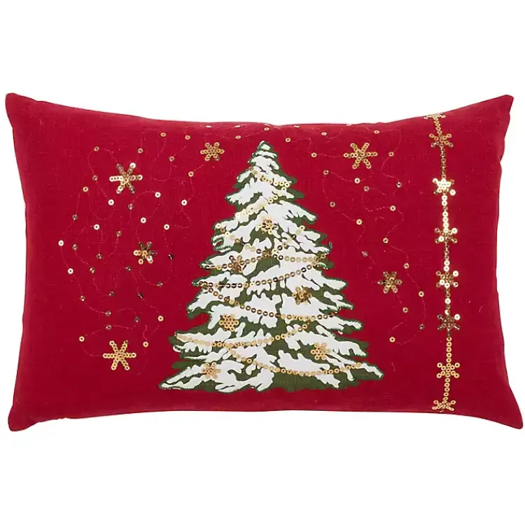 Pillows>Kirklands Home Red Christmas Tree LED Accent Pillow