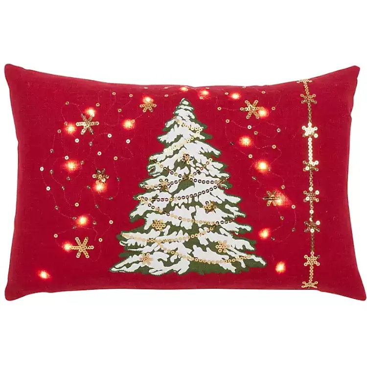 Pillows>Kirklands Home Red Christmas Tree LED Accent Pillow