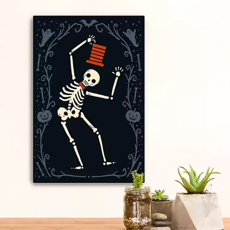 Halloween>Kirklands Home Red Dancing Skeleton Man Halloween Wall Plaque