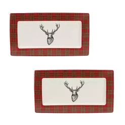 Kirklands Home Deer Trim 2-pc. Christmas Platter Set Red Online