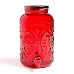 Kirklands Home Embossed Glass 1 Gallon Drink Dispenser Red Best