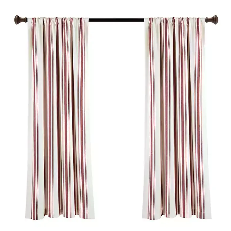 Kirklands Home Red Farmhouse Stripe Curtain Panels, Set of 2 Best