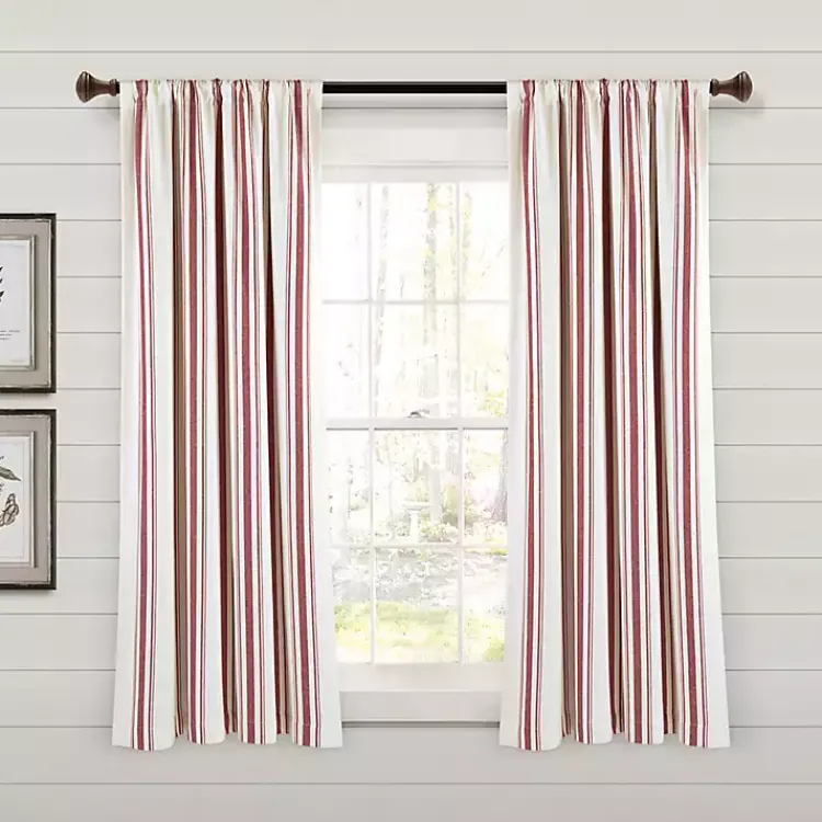 Kirklands Home Red Farmhouse Stripe Curtain Panels, Set of 2 Best