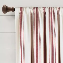 Kirklands Home Red Farmhouse Stripe Curtain Panels, Set of 2 Best
