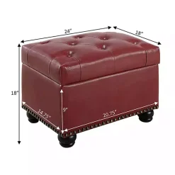 Kirklands Home Faux Leather Jessy Storage Ottoman Red Outlet