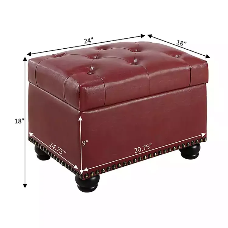 Kirklands Home Faux Leather Jessy Storage Ottoman Red Outlet