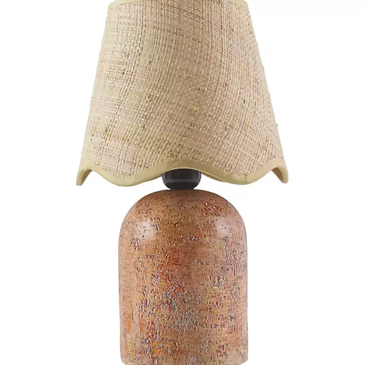 Kirklands Home Faux Stone Table Lamp with Scalloped Shade Red Best