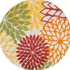 Kirklands Home Red Floral Burst Outdoor Round Area Rug, 5 ft. Sale