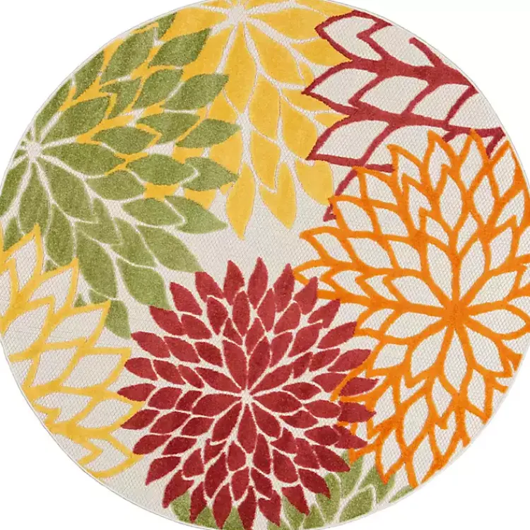 Kirklands Home Red Floral Burst Outdoor Round Area Rug, 5 ft. Sale