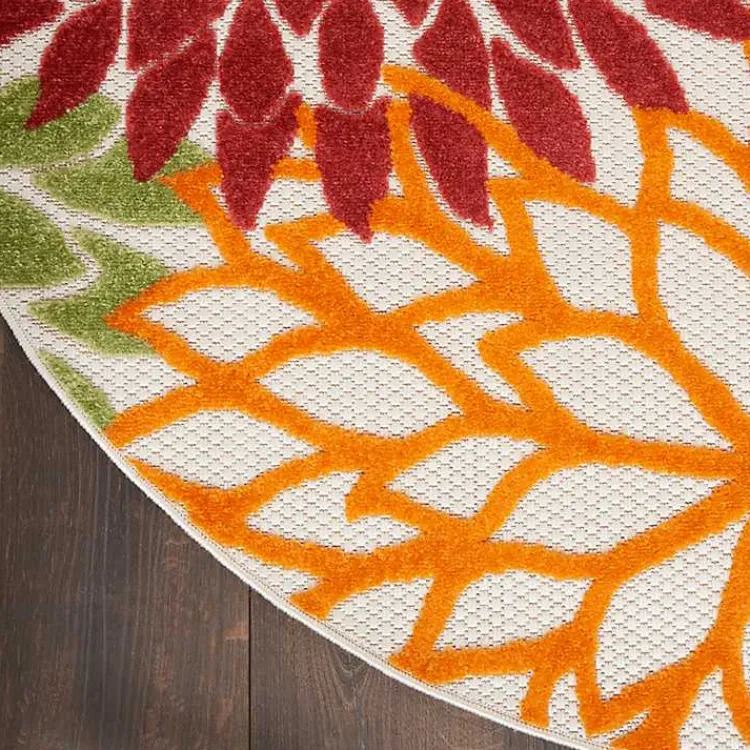 Kirklands Home Red Floral Burst Outdoor Round Area Rug, 5 ft. Sale