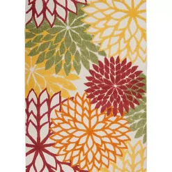 Kirklands Home Red Floral Burst Outdoor Area Rug, 5x7 Hot
