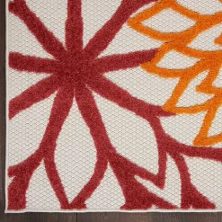 Kirklands Home Red Floral Burst Outdoor Area Rug, 5x7 Hot