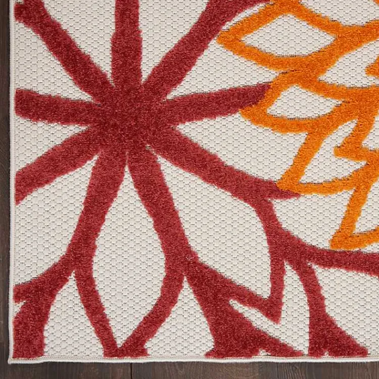 Kirklands Home Red Floral Burst Outdoor Area Rug, 5x7 Hot