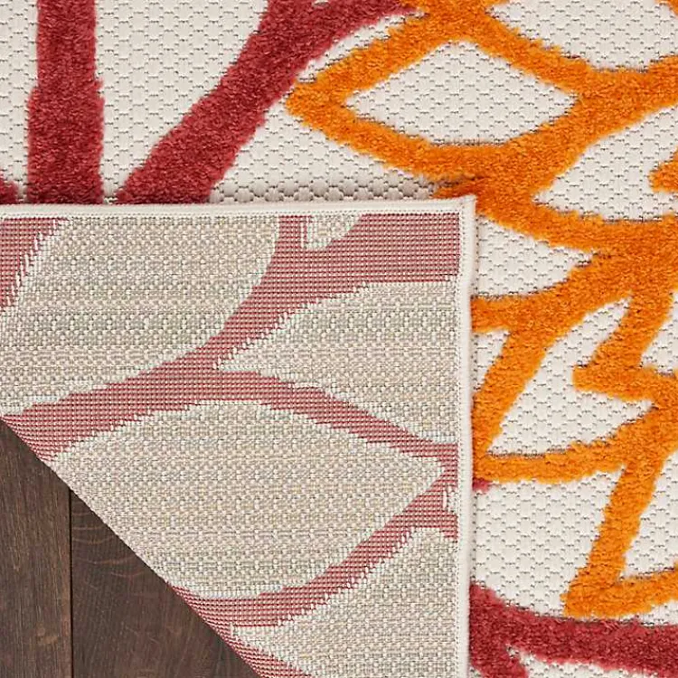 Kirklands Home Red Floral Burst Outdoor Area Rug, 5x7 Hot