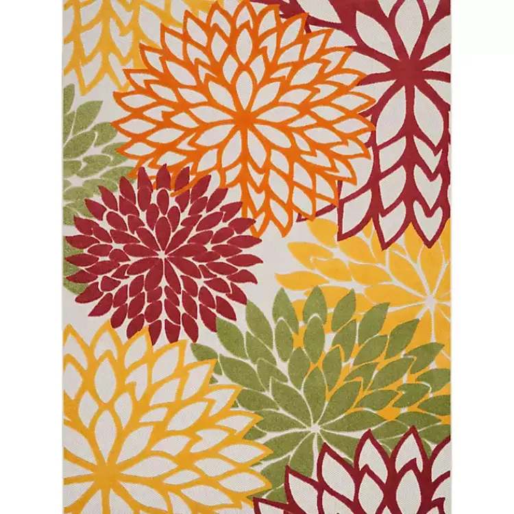 Kirklands Home Red Floral Burst Outdoor Area Rug, 7x10 Outlet