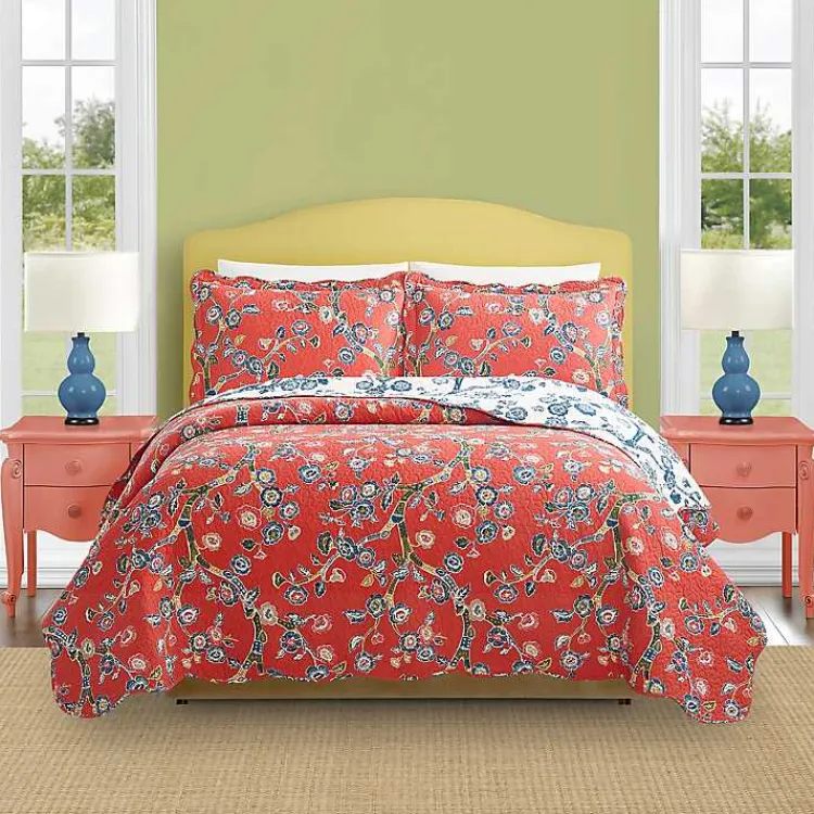 Kirklands Home Floral Dreams 3-pc. King Quilt Set Red Discount
