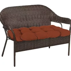 Kirklands Home French Edge Outdoor Wicker Settee Cushion Red Discount
