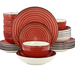 Kirklands Home Gia Stoneware 24-pc. Dinnerware Set Red Clearance