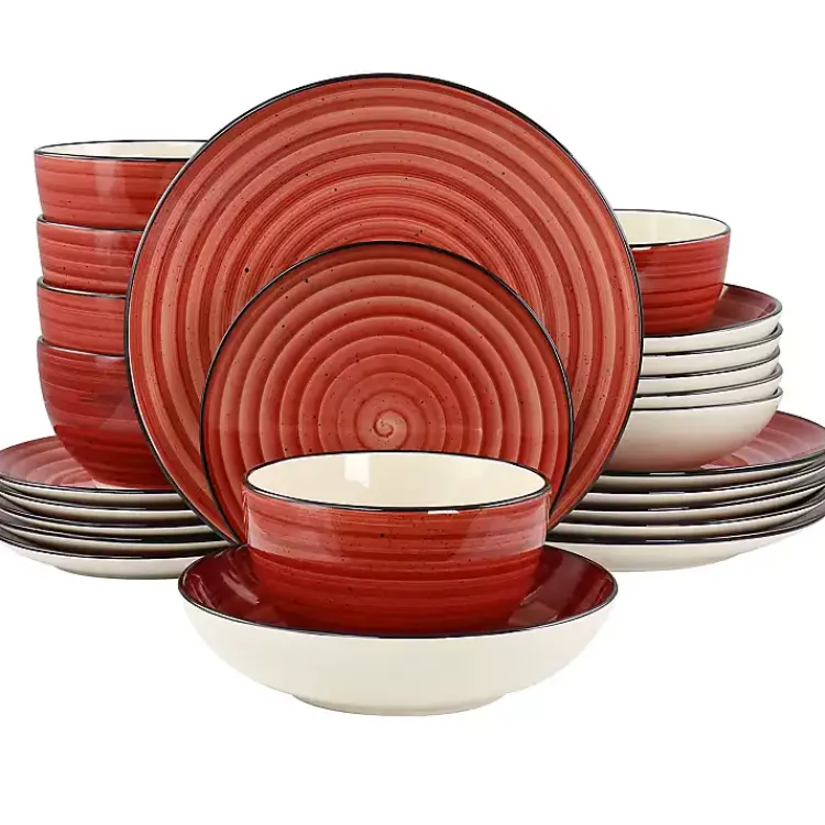 Kirklands Home Gia Stoneware 24-pc. Dinnerware Set Red Clearance