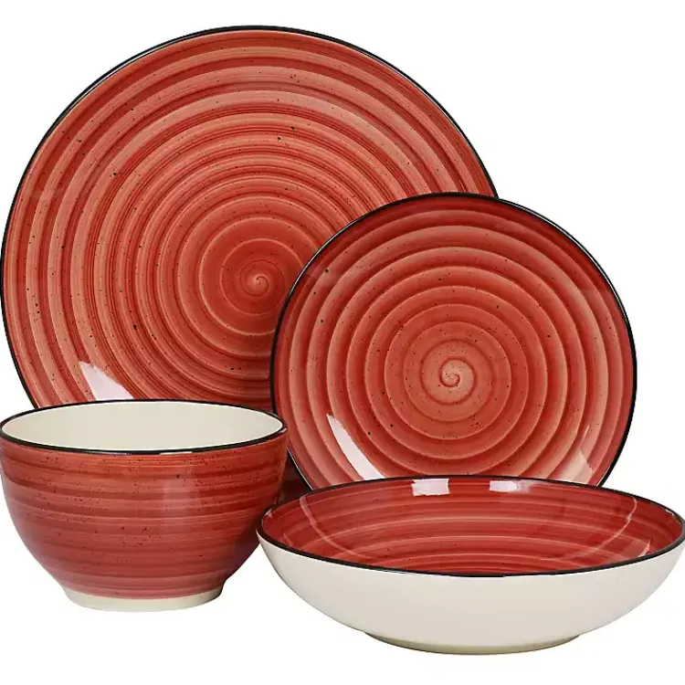 Kirklands Home Gia Stoneware 24-pc. Dinnerware Set Red Clearance