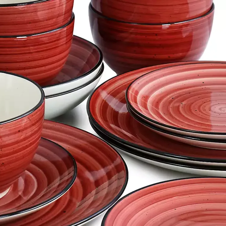 Kirklands Home Gia Stoneware 24-pc. Dinnerware Set Red Clearance