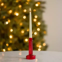 Candle Holders>Kirklands Home Glass Taper Candle Holder, 8 in. Red