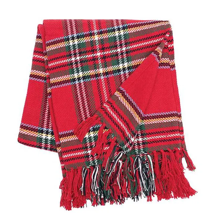 Blankets & Throws>Kirklands Home Green Yellow Christmas Throw Blanket Red