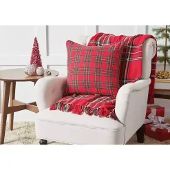Blankets & Throws>Kirklands Home Green Yellow Christmas Throw Blanket Red