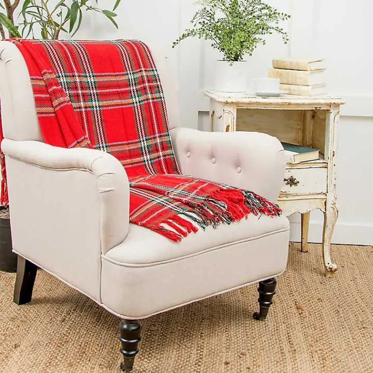Blankets & Throws>Kirklands Home Green Yellow Christmas Throw Blanket Red
