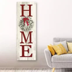 Christmas Art & Wall Decor>Kirklands Home Red Home with Wreath Canvas Art Print
