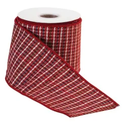 Christmas Decorations>Kirklands Home Houndstooth 10 yard Christmas Ribbon Red