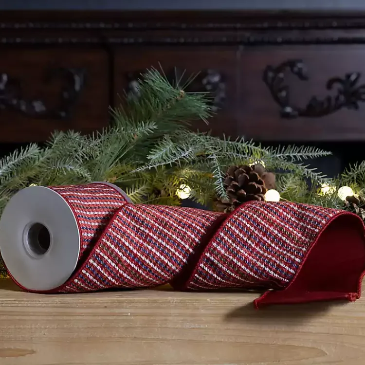 Christmas Decorations>Kirklands Home Houndstooth 10 yard Christmas Ribbon Red