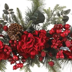 Christmas Wreaths>Kirklands Home Red Hydrangea and Pine Christmas Swag
