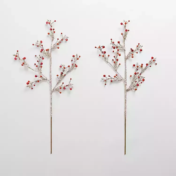 Christmas Tree Decorations>Kirklands Home Iced Bells Picks, Set of 2 Red