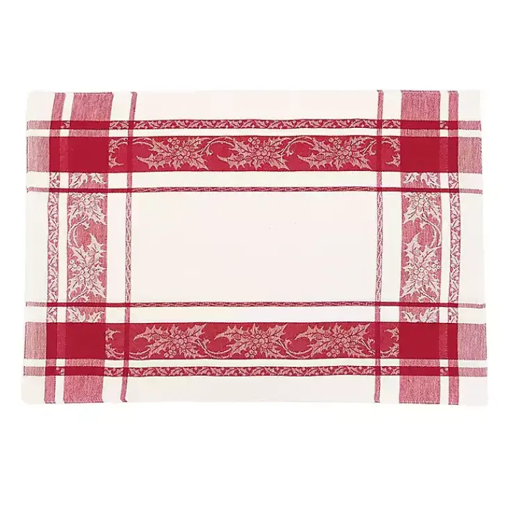 Christmas Dining & Entertaining>Kirklands Home Red Jaquard Plaid Reversible Placemats, Set of 6
