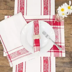 Christmas Dining & Entertaining>Kirklands Home Red Jaquard Plaid Reversible Placemats, Set of 6