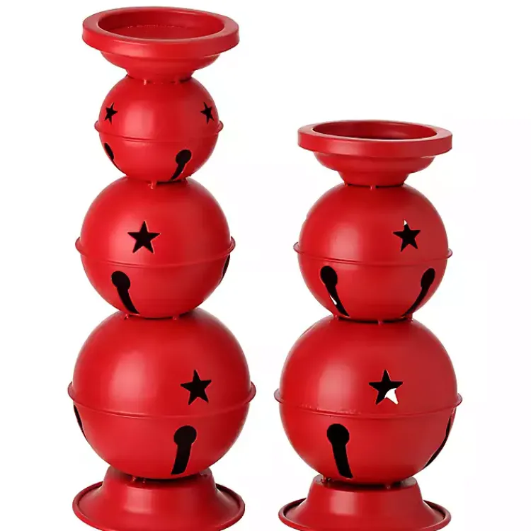 Christmas Decorations>Kirklands Home Jingle Bells Candle Holders, Set of 2 Red
