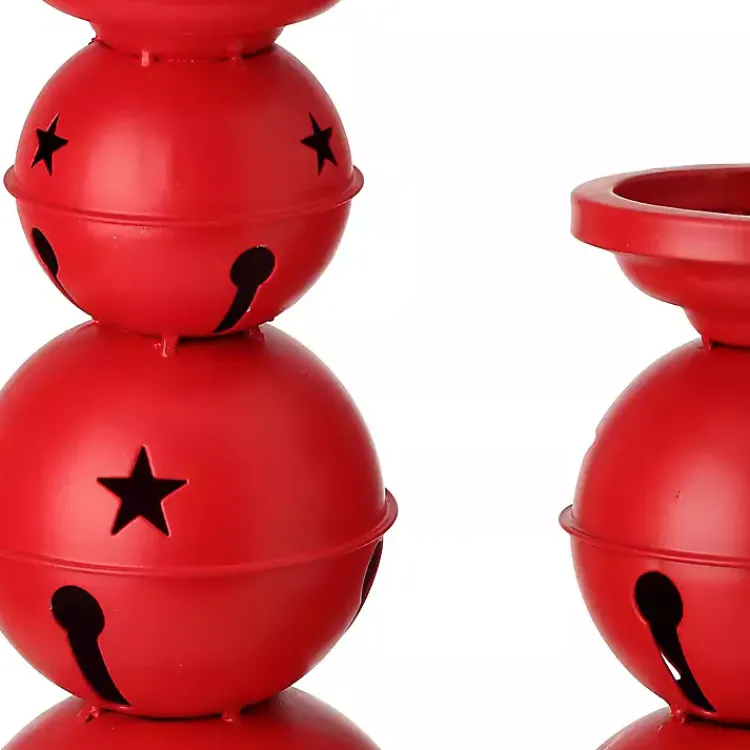 Christmas Decorations>Kirklands Home Jingle Bells Candle Holders, Set of 2 Red