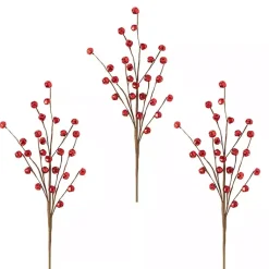 Christmas Tree Decorations>Kirklands Home Jingle Bells Christmas Spray Stems, Set of 3 Red
