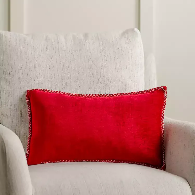 Pillows>Kirklands Home Joy Embroide Lumbar Pillow Red