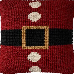 Christmas Pillows>Kirklands Home Knit Santa Belt Pillow Red