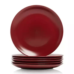 Kirklands Home Matte Ceramic Dinner Plates, Set of 6 Red Online