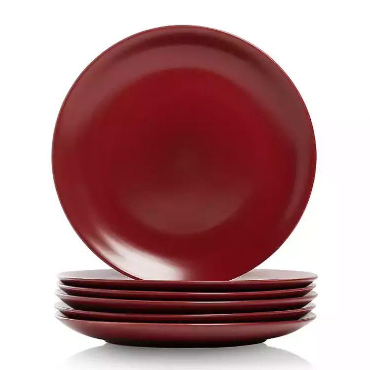 Kirklands Home Matte Ceramic Dinner Plates, Set of 6 Red Online