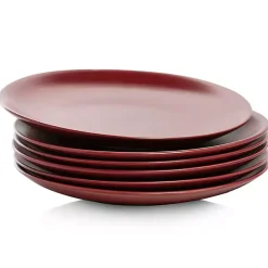 Kirklands Home Matte Ceramic Dinner Plates, Set of 6 Red Online