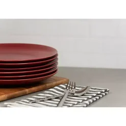 Kirklands Home Matte Ceramic Dinner Plates, Set of 6 Red Online