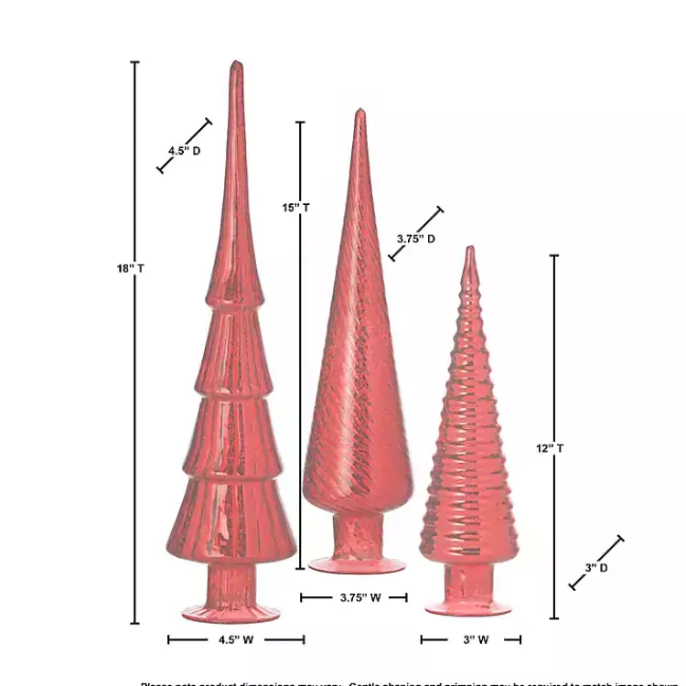 Christmas Decorations>Kirklands Home Mercury Glass Christmas Trees, Set of 3 Red