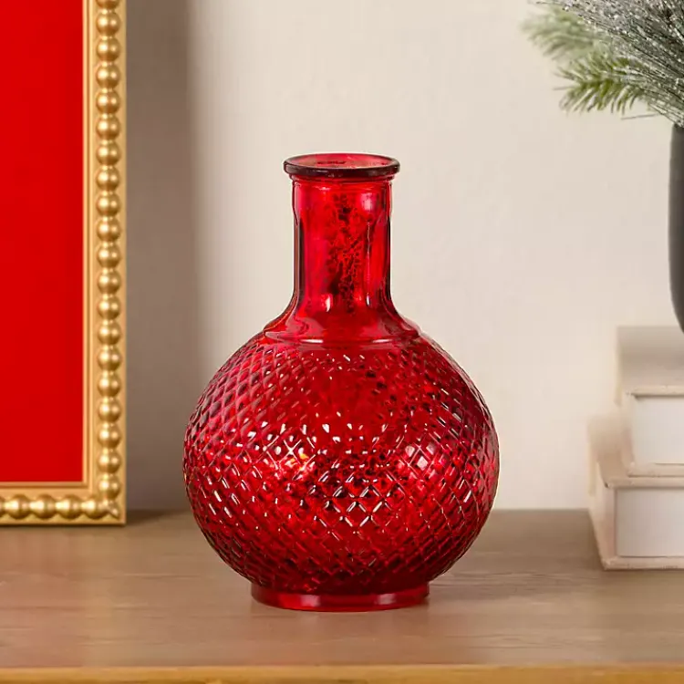 Vases>Kirklands Home Mercury Glass Vase Red