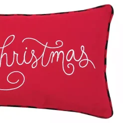 Christmas Pillows>Kirklands Home Red Merry Christmas Cursive Lumbar Pillow